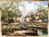 Flower Market Barge 1990 39x49 Original Painting by Pierre Latour - 2