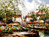 Flower Market Barge 1990 39x49 Original Painting by Pierre Latour - 0