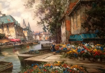 Flower Market 36x48 Original Painting - Pierre Latour Flower Market 36x48 Original Painting - Pierre Latour
