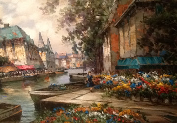 Flower Market 36x48 Huge Original Painting - Pierre Latour