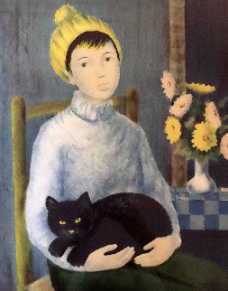 Woman With Cat  1950 Limited Edition Print - Angelina Lavernia