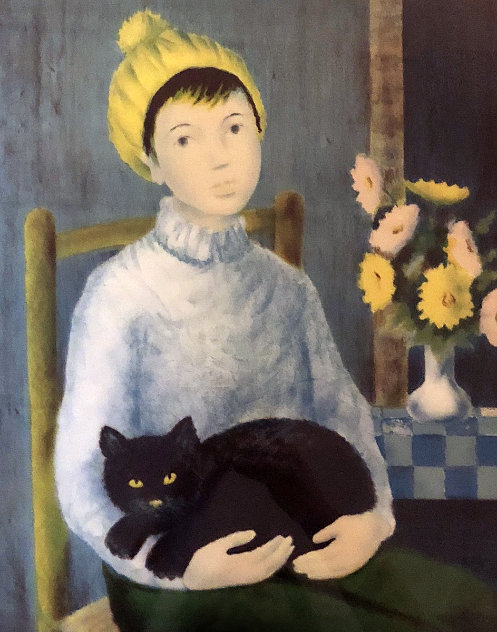 Woman With Cat  1950 Limited Edition Print by Angelina Lavernia