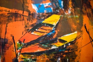 Untitled (Two Gondolas) 1962 35x26 Original Painting - Lebadang Untitled (Two Gondolas) 1962 35x26 Original Painting - Lebadang