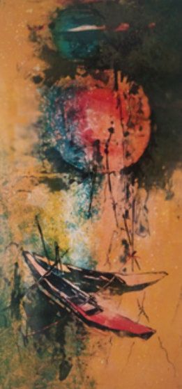 Deux Barques Rouges - Two Red Boats 1970 Limited Edition Print by Lebadang Deux Barques Rouges - Two Red Boats 1970 Limited Edition Print by Lebadang
