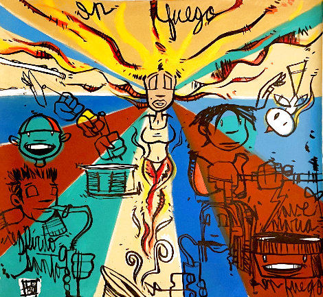 En Fuego 2004 48x48 - Huge Original Painting - David Le Batard Lebo