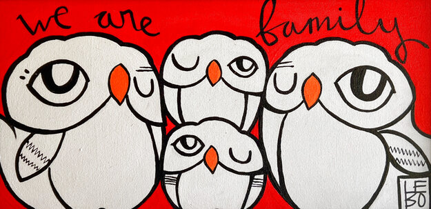 We are Family 2021 20x32 - Framed Acrylic on Canvas Original Painting - David Le Batard Lebo