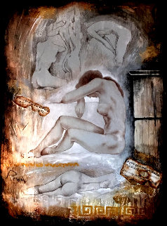 Untitled Female Nude 53x41 Huge Original Painting - Charles Lee