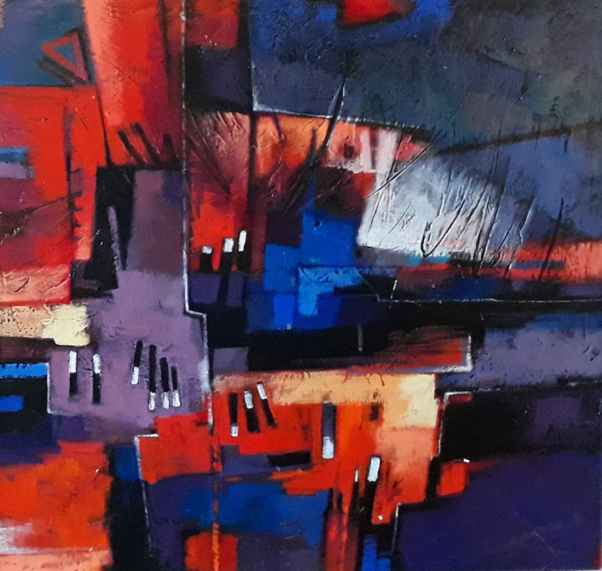 Side By Side City 1   33x33 Original Painting by Charles Lee