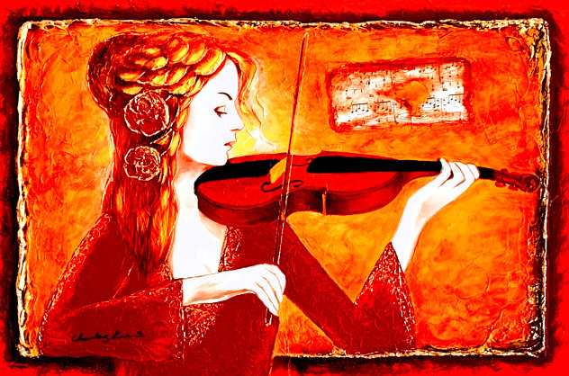 Violin Solo I 2015 32x41 Huge Original Painting by Charles Lee