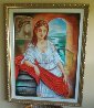 Untitled Portrait of a Young Woman With Red Sash 46x37 Huge Original Painting by Charles Lee - 1