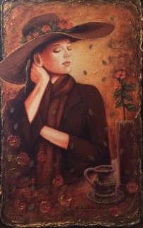 Quiet Tea Time II 2009 35x48 Original Painting - Charles Lee Quiet Tea Time II 2009 35x48 Original Painting - Charles Lee