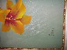 Tiger Lily on silk Watercolor 1978 26x32 Original Painting by David Lee - 2