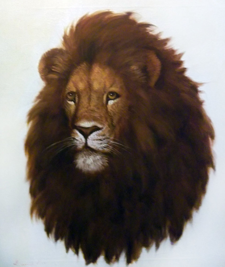 Untitled (Lion) 27x23 Original Painting by David Lee