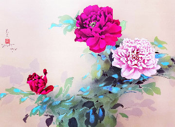 Red and Pink Flowers Limited Edition Print - David Lee