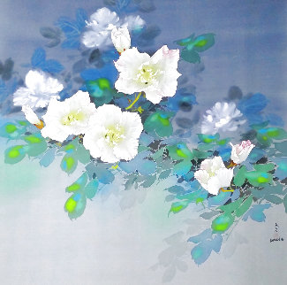 Untitled (White Blossoms) 1990 48x48 Original Painting - David Lee Untitled (White Blossoms) 1990 48x48 Original Painting - David Lee