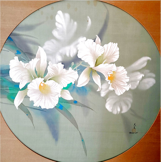 White Orchids Watercolor 42x32 by David Lee - For Sale on Art