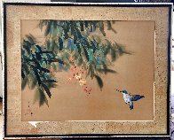 Untitled Hummingbird in Flight Watercolor 1980 22x28 Original Painting by David Lee - 1