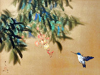 Untitled Hummingbird in Flight Watercolor 1980 22x28 Original Painting by David Lee - 0