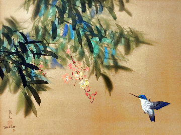 Untitled Hummingbird in Flight Watercolor 1980 22x28 Original Painting - David Lee Untitled Hummingbird in Flight Watercolor 1980 22x28 Original Painting - David Lee