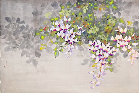 Enchanted Garden Watercolor on Silk - Huge Watercolor - David Lee