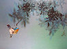 Untitled Bird in Tree 1980 18x24 - Robin Original Painting by David Lee - 0