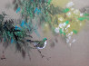 Untitled (Bird on Branch with Flowers)  1979 18x24 Original Painting by David Lee - 0