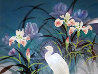 Untitled Egret Painting 48x36 Huge Original Painting by David Lee - 1