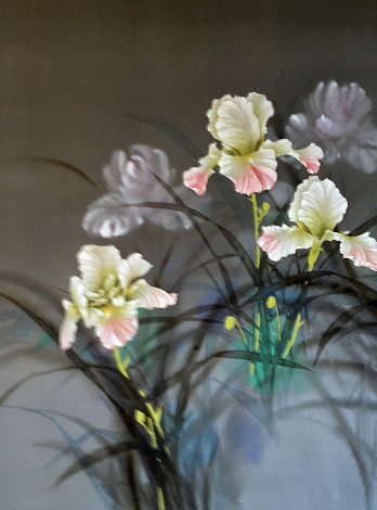 Wild Irises 1995 37x47 Huge Original Painting - David Lee