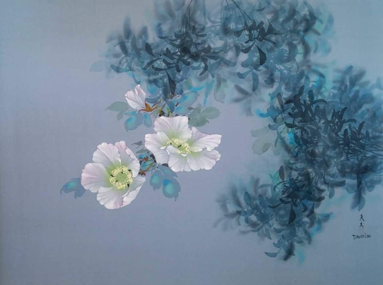 Moonflower Painting 1992 36x46 Super Huge Original Painting by David Lee Moonflower Painting 1992 36x46 Super Huge Original Painting by David Lee