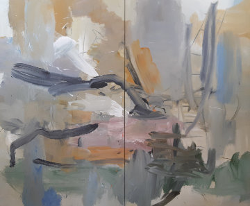 Voyager #28 Diptych 2006 80x96 Super Huge Original Painting - Luc Leestemaker Voyager #28 Diptych 2006 80x96 Super Huge Original Painting - Luc Leestemaker