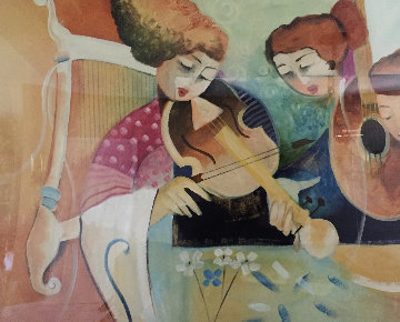Girls With Instruments 42x57  Huge Original Painting - Lee White
