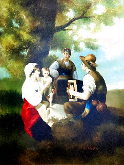 Untitled Family Portrait 1900 64x60 Huge Original Painting - Lee White Untitled Family Portrait 1900 64x60 Huge Original Painting - Lee White