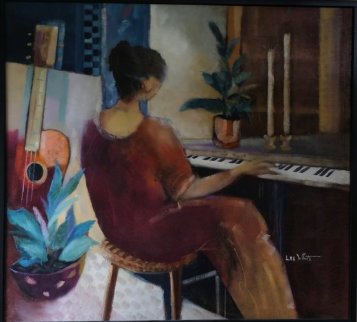 Woman With Piano 52x55 Original Painting - Lee White Woman With Piano 52x55 Original Painting - Lee White