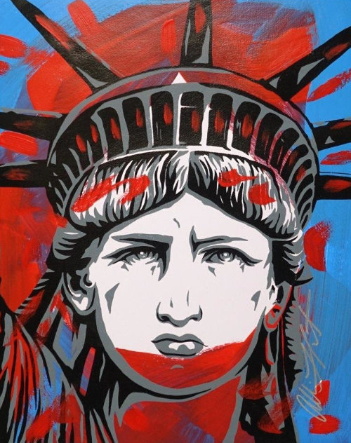 Statue of Liberty 32x28 Works on Paper (not prints) by Allison Lefcort