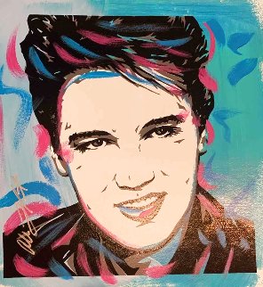 Elvis Presley - Sky Blue 18x18 Original Painting - Allison Lefcort Elvis Presley - Sky Blue 18x18 Original Painting - Allison Lefcort