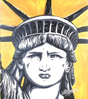 Statue of Liberty 2008 24x20 Original Painting - Allison Lefcort