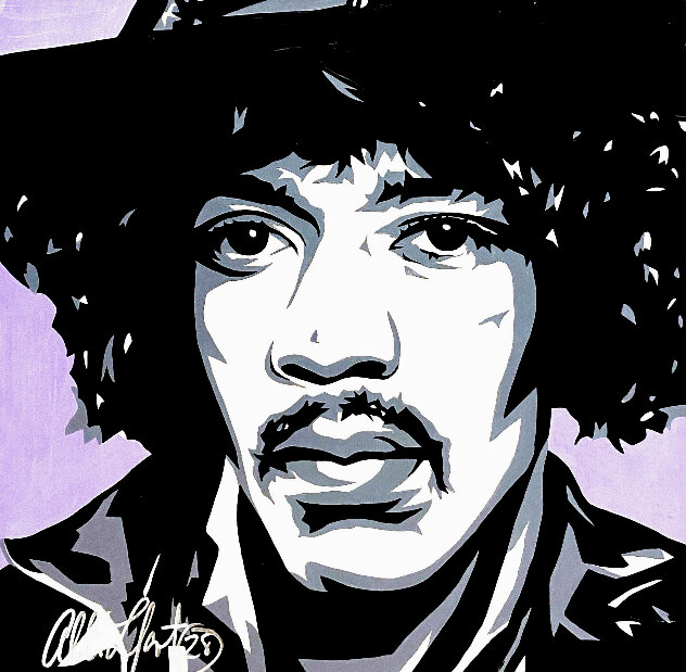 Jimi Hendrix 2004 24x24 - Signed Twice Original Painting by Allison Lefcort