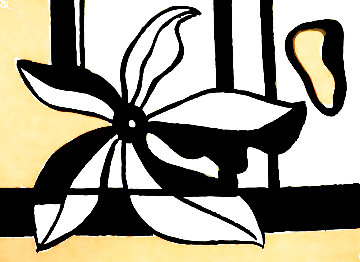 Fleur Sur Fond Jaune Et Orange 1955 Limited Edition Print - Fernand Leger Fleur Sur Fond Jaune Et Orange 1955 Limited Edition Print - Fernand Leger