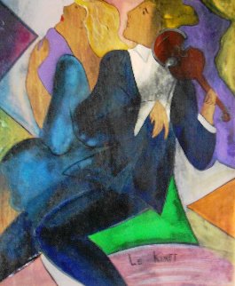 Simone At Cyril on wood 2000 30x26 Original Painting - Linda LeKinff Simone At Cyril on wood 2000 30x26 Original Painting - Linda LeKinff