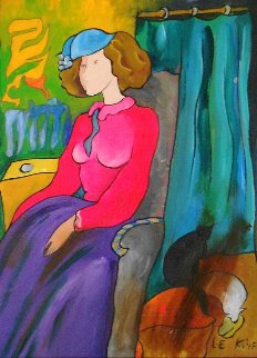 In the Living Room on wood 2006 25x21 Original Painting - Linda LeKinff In the Living Room on wood 2006 25x21 Original Painting - Linda LeKinff