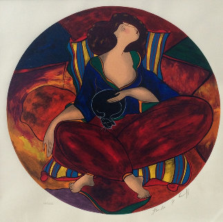 Femme Au Chat 1998 Limited Edition Print - Linda LeKinff Femme Au Chat 1998 Limited Edition Print - Linda LeKinff