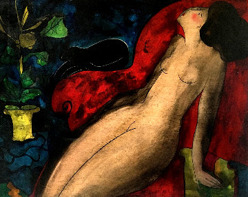 Petit Nu Discret 1996 32x25 Original Painting - Linda LeKinff Petit Nu Discret 1996 32x25 Original Painting - Linda LeKinff
