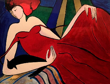 Untitled Woman With Cat Limited Edition Print - Linda LeKinff Untitled Woman With Cat Limited Edition Print - Linda LeKinff