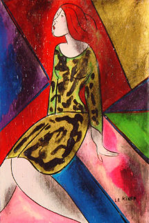 l Avocet on wood 1997 13x9.5 Original Painting - Linda LeKinff l Avocet on wood 1997 13x9.5 Original Painting - Linda LeKinff