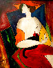 Pamela - Woman with Cat 1997 34x29 Original Painting by Linda LeKinff - 0