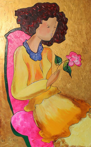 Beautiful Rose II  2006 46x33 Huge Original Painting - Linda LeKinff