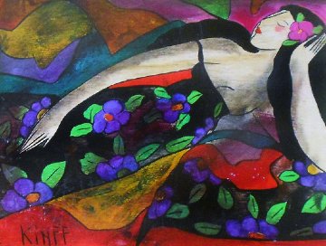 Noemie Des Iles on wood 2002 21x24 Original Painting - Linda LeKinff Noemie Des Iles on wood 2002 21x24 Original Painting - Linda LeKinff