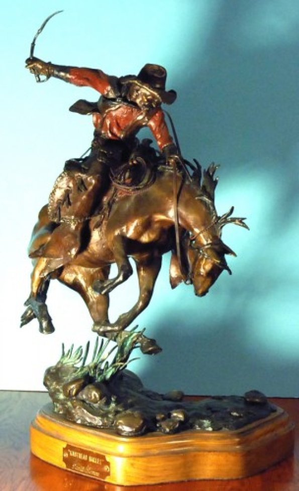 david lemon bronze sculpture, cowboy on horse by David Lemon