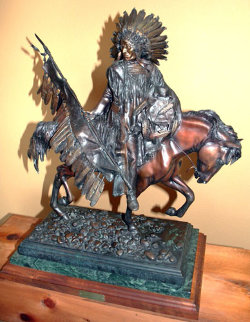 Pipe Holder Bronze Sculpture 1991 24 in  Sculpture - David Lemon