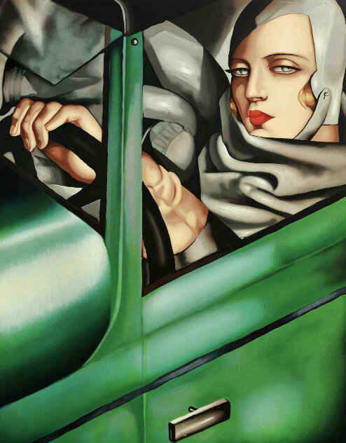 Self Portrait in the Green Bugatti 1991 - Huge Limited Edition Print by Tamara de Lempicka